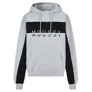 MOUSSY 冬季新品美式休闲分割拼接LOGO连帽卫衣028HAZ90-1381