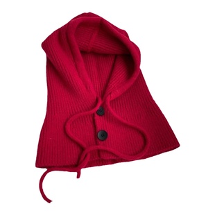 2025秋冬新款针织保暖帽子围脖一体加厚多功能帽纯色百搭防风围巾