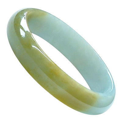 半山半水金黄浅绿双彩翡翠手镯57