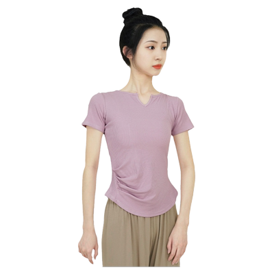 成人舞蹈服女修身显瘦现代舞上衣短袖套指古典练习服中国舞形体服