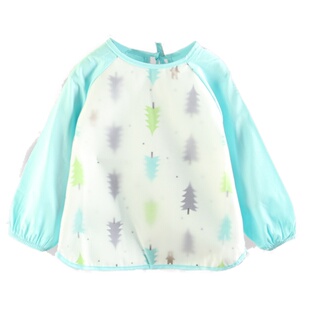 囝囡共舞春季新品防水宝宝罩衣婴幼儿反穿衣儿童围裙吃饭衣画画衣