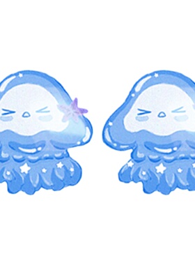 原创设计手工制作蓝色水母女耳钉
