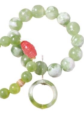 岫玉天然青提奶盖怀柔一图一物