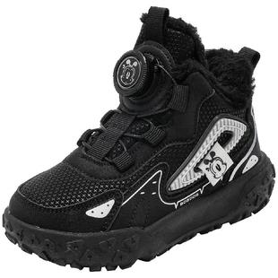 巴布豆童鞋男童加绒大棉鞋冬季2025新款男孩加绒保暖儿童运动鞋女