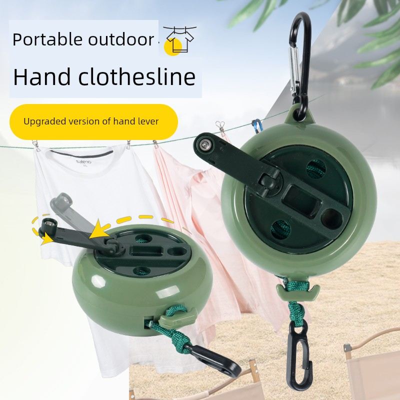 户外便携手摇晾衣绳旅行出差酒店防滑防风可伸缩隐形挂晒衣服绳子