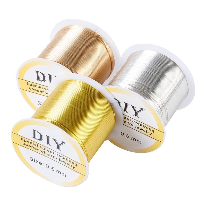 保色铜丝线100米大卷手工diy串珠编织金属掐丝绕线首饰专用软铜线