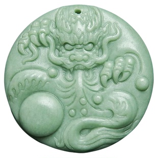 复古大气龙首吊坠天然贵州翠浅绿玉坠男女款汉服腰佩玉佩玉石挂件