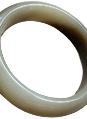 【半糖主义】新疆和田玉手镯 且末料扁条半白半糖手镯 糖白玉手镯