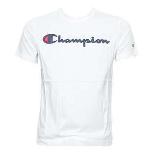 Champion  潮牌 刺绣草写LOGO 男士纯色短袖圆领T恤 214194