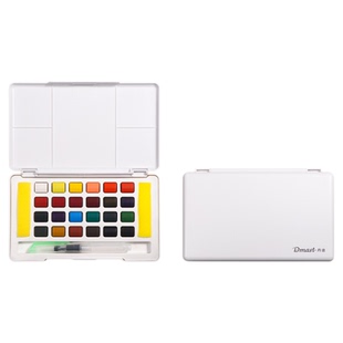 得力固体水彩颜料套装12色24色48色初学者入门手绘不透明水彩画美术生专用全套绘画工具专业画笔水粉写生便携