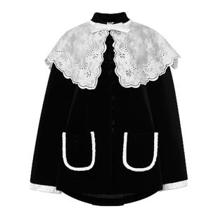 lefame拉飞姆2026春季新款时尚洛可可刺绣云肩丝绒外套上衣女装冬