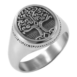 朋克维京男潮嘻哈欧美复古生命之树图腾戒指男士钛钢戒指大码饰品