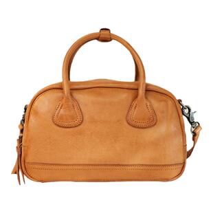 葱木 小众头层牛皮手提复古保龄球波士顿包枕头包真皮 质感通勤包