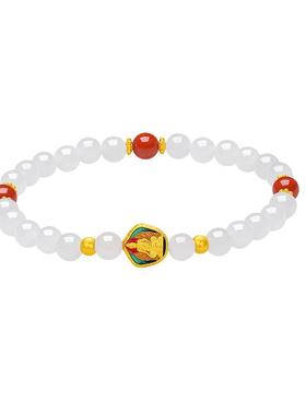 周六福金镶玉福慧大日如来手串