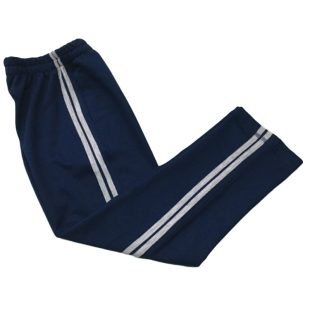 定制春夏秋藏青经典高腰灰色双杠条直筒裤运动裤全棉小初高校服裤