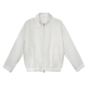 【现货】weave 100%亚麻白色夹克外套男女款拉链休闲透气防晒上衣
