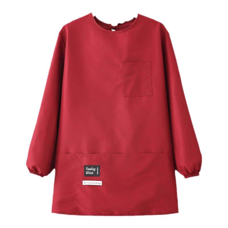 围腰交叉带长袖围裙防水罩衣耐磨