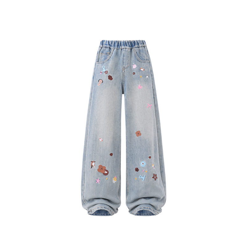 Hi!Fish女童厚款牛仔裤阔腿裤