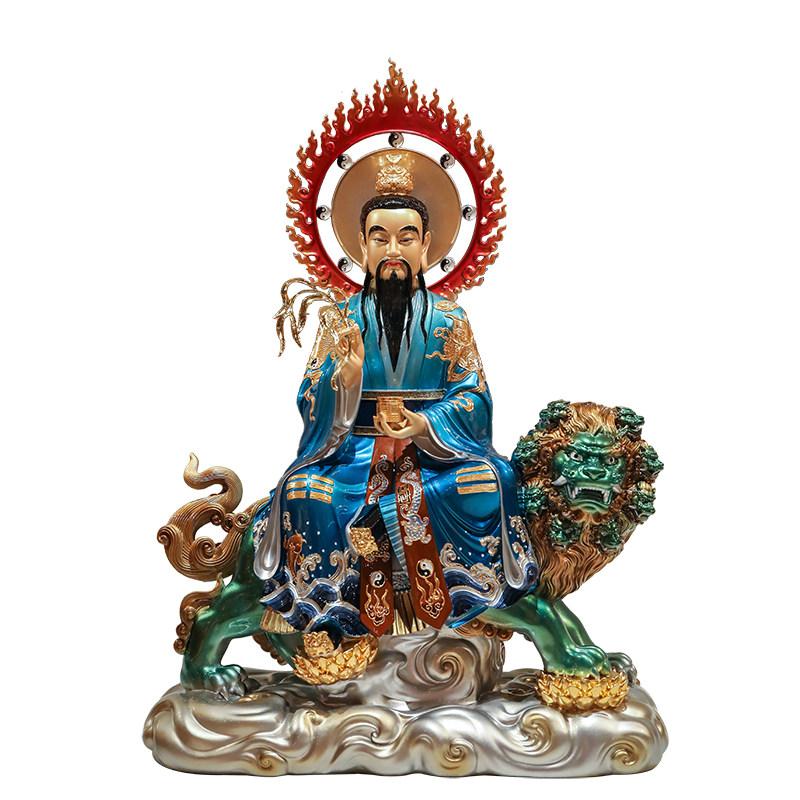 黄铜彩绘太乙救苦天尊神像摆件