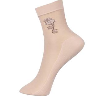 10双浪莎提花短丝袜女士包芯丝有跟短袜春夏季超薄女短袜小花图案