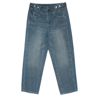 胖mm高腰显腿长牛仔裤木子理想大码女装春季200斤显瘦烟管直筒裤