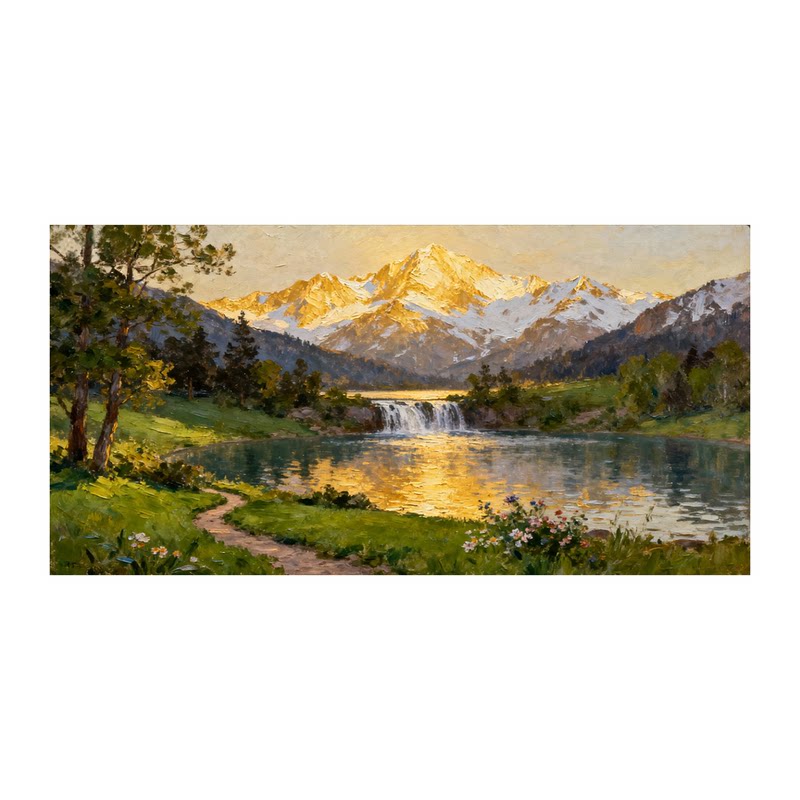 白鹿艺术纯手绘油画聚宝盆风景画