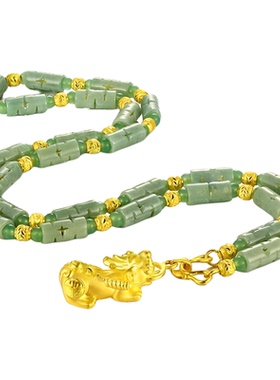 天然翡翠玉珠子项链挂绳