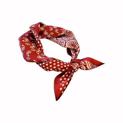 春季红色腰果花小波点真丝小房间