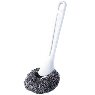 不锈钢长柄洗锅刷 厨房不伤锅铁锅专用刷子304钢丝清洁球刷锅神器