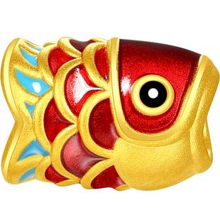 潮宏基好事发生学禄足金串珠黄金转运珠珐琅5D硬金锦鲤礼物女