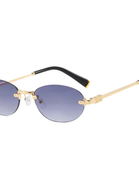 胡先煦同款墨镜个性椭圆形无框