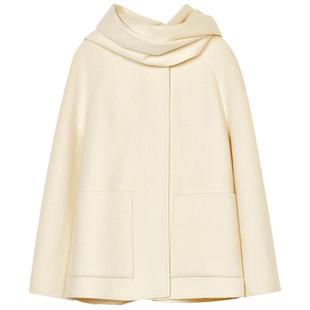 【纯羊绒】LANCY/朗姿25冬新款双面呢气质简约短毛呢外套女带围巾