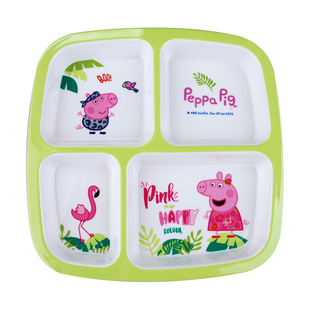 五和密胺儿童餐具分格餐盘防摔无毒家用宝宝可爱卡通小猪佩奇KT猫