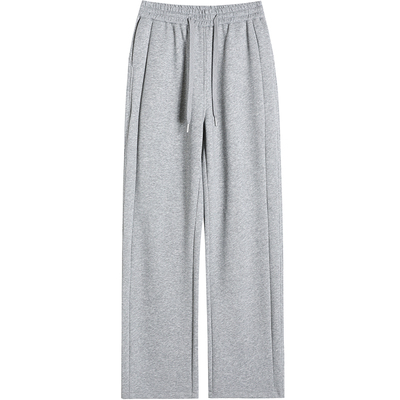 灰色运动裤女加绒秋冬香蕉阔腿裤