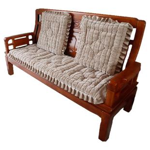 2024新款冬季实木沙发垫长椅垫加厚毛绒新中式单三人座春秋椅坐垫