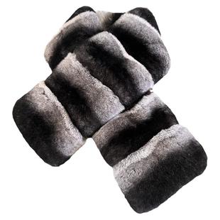 冬季双面加厚獭兔毛仿龙猫青紫蓝色保暖防寒高档兔毛皮草围巾围脖