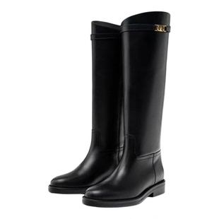 西班牙MD女鞋2025新款秋冬英伦真皮马术骑士靴不过膝高筒靴长靴