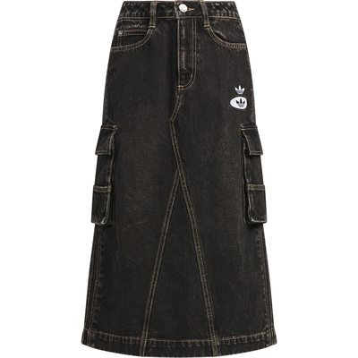 Adidas/阿迪达斯正品三叶草女士工装牛仔运动半身裙JX6864