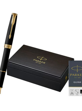 【商务尊享】PARKER/派克钢笔卓尔磨砂黑杆金夹墨水笔精致木盒商务办公送男士礼物钢笔