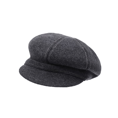 芝士商店~秋冬100羊毛灰色八角帽