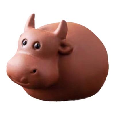 紫砂茶宠小奶牛摆件茶玩茶艺