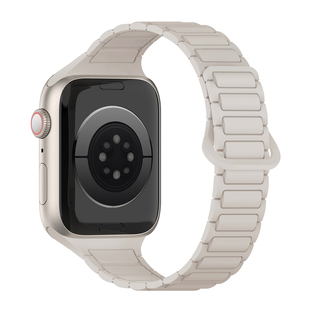 iserisewatch适用iWatchs11表带苹果手表10代夏天透气Applewatchs9细款磁吸硅胶表带女Ultra运动SE7/8小蛮腰