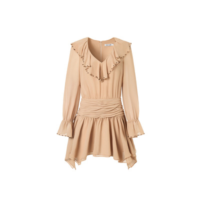 LEDIMWANG波嬉风V领雪纺连衣裙