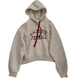 显白~美式字母印花加绒连帽卫衣女！冬季小个子加厚保暖休闲帽衫