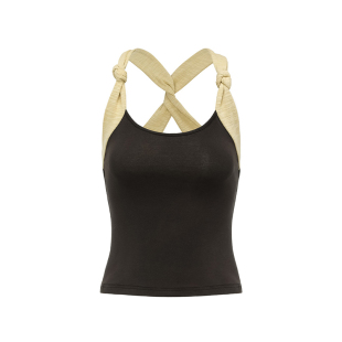 oinimi 绑结吊带 墨茶撞黄遮副乳工字背心Tank top