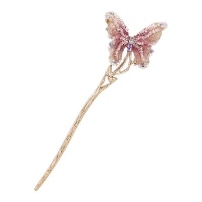 shes茜子轻奢原创刺绣蝴蝶发簪