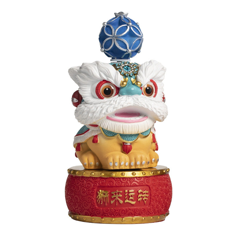 创意醒狮旋转摆件高级感车载装饰创意装饰品办公室摆设生日礼物