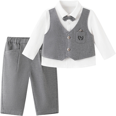 英氏礼服长袖男童西服纯棉套装