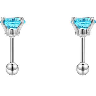999纯银蓝色钻石耳钉男高级感耳环女耳骨钉简约个性潮男生款耳饰