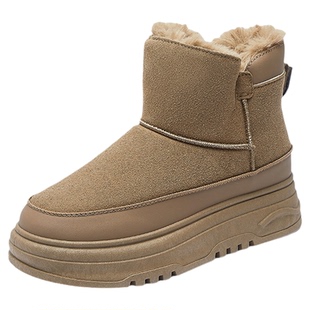 北极海鹦加绒高帮雪地靴女2025新款冬季加绒加厚防滑短靴保暖棉鞋